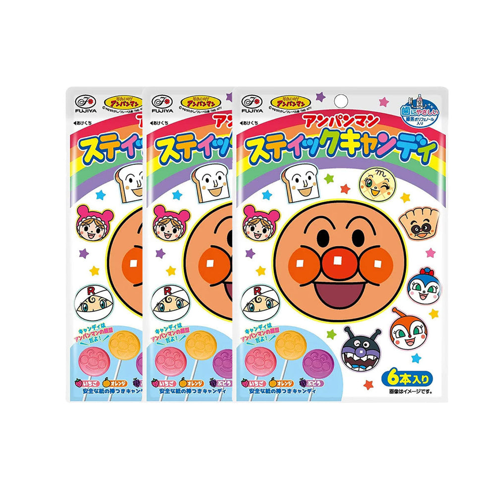 Fujiya Bread Superman Kids Lollipop Candy Green Tea 6pcs in 3 flavors 34.8g X3pack