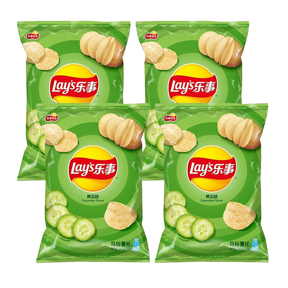 Lay&#39;s Free Shipping Potato Chips Cucumber Flavor 70gX4Pack