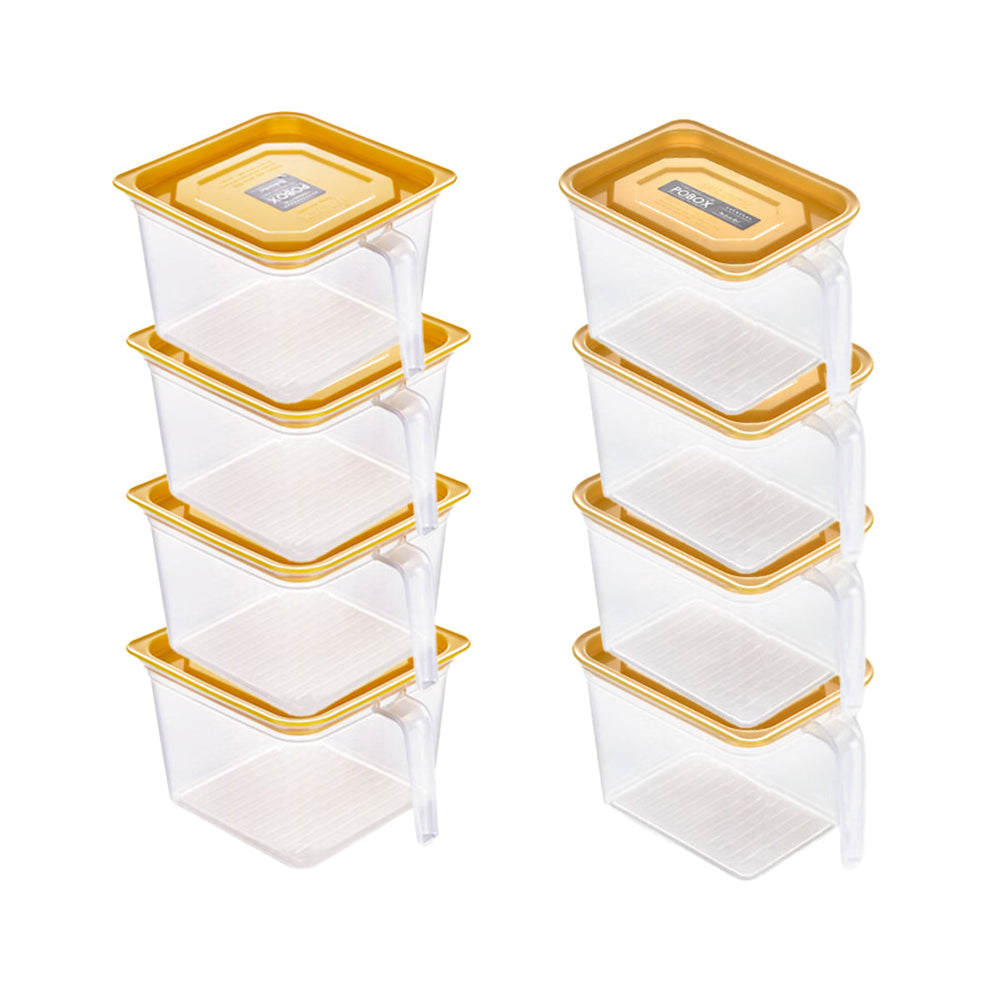 Robo Kitchen fresh Storage Container Set box with Handle eight piece set with handle yellow 8 Container Set (1.4Lx 41Lx 4)