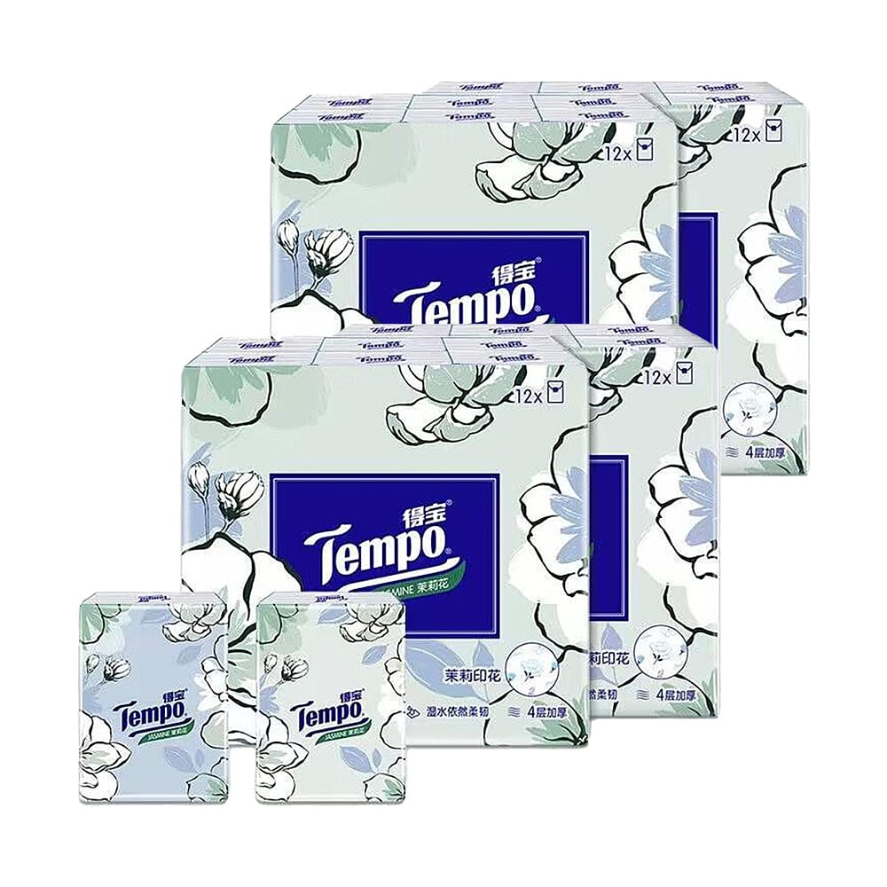 Tempo Mini Travel Pocket Tissue Paper Tissue Cleaning Tissue Jasmine Scent 7 Sheets 12 bags X4Pack