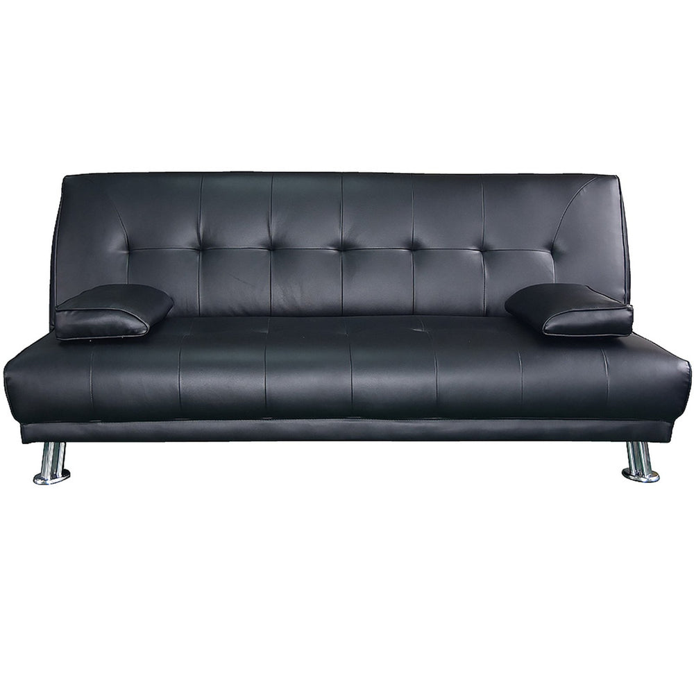 Sarantino Jolie 3-Seater Linen Futon Sofa Bed - Black