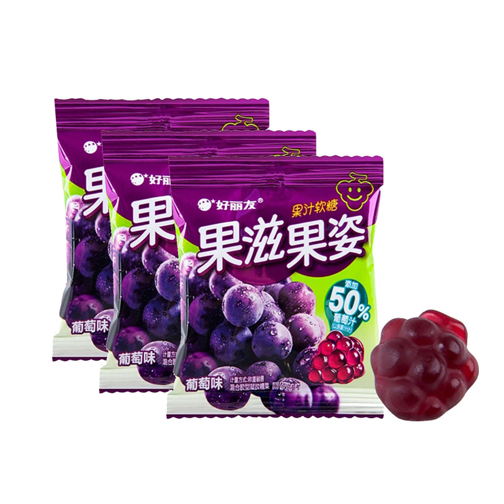 Orion Gummy Candy Grape Flavor - Soft Chewy Candy Snack 60g X3pack