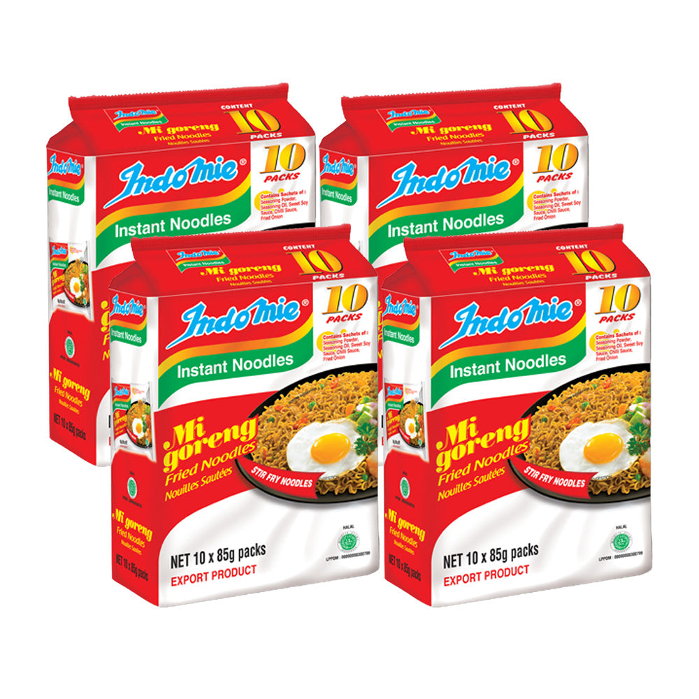 Indomie Indonesian Boiled and Strained Noodles with Original Flavor 85gX10BagsX4pack