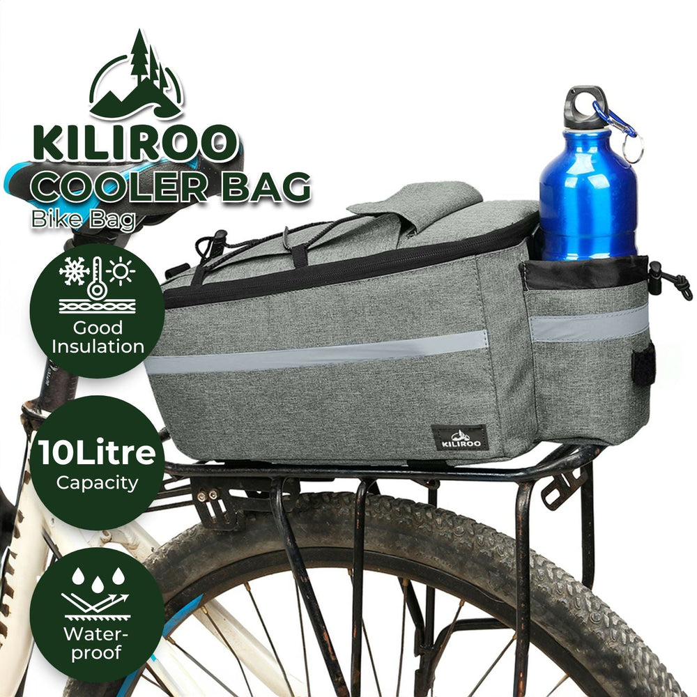 KILIROO Insulated Cooler Bag Bike Bag Waterproof Foldable Bicycle Bag 10L Grey
