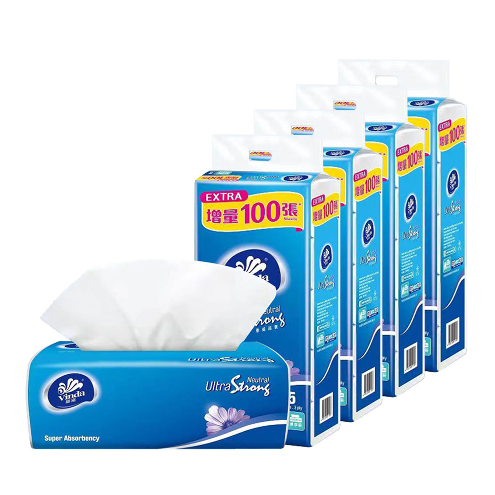 Vinda 3-Ply Facial Tissues 5-Bags 120 Pulls 770g X4Pack