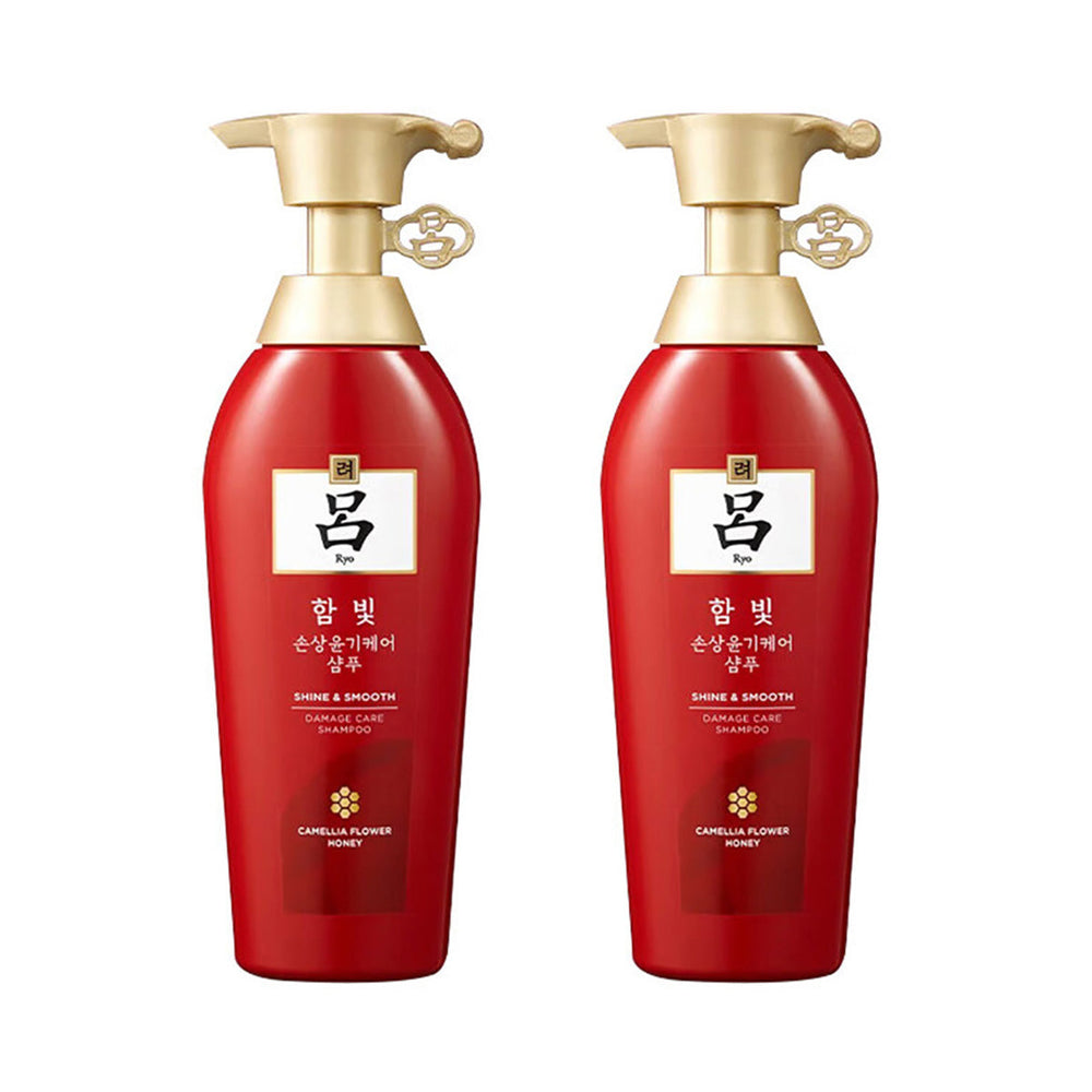 Ryo Red Luminous Glow Nourishing Repair Shampoo for Damaged and Dry Hair 400ml X2Pack