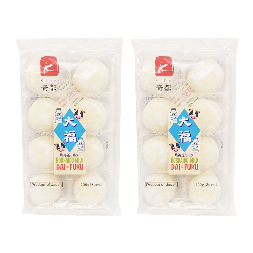 Kido Japan Daifuku Sesame Potato Rick Cake Hokkaido Buttermilk Flavor 8pcs 200gX2Pack