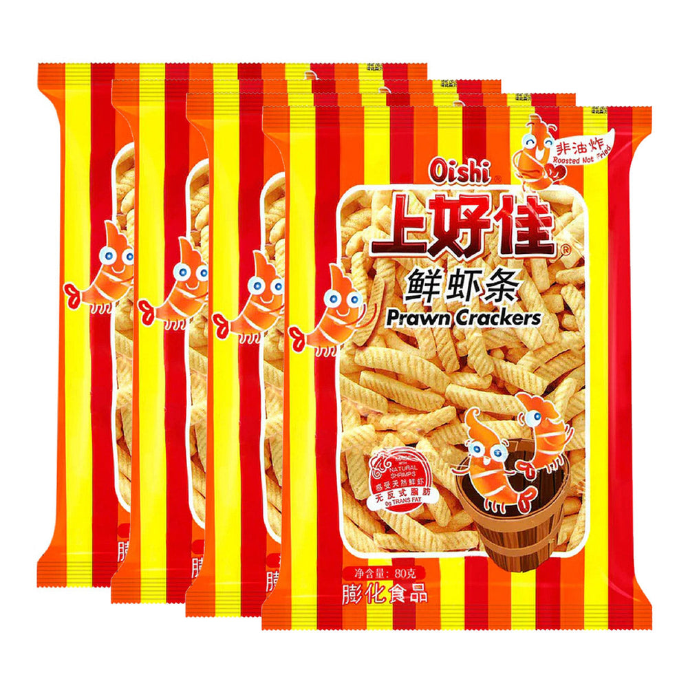 Oishi Snack Fresh Shrimp Sticks Prawn Crackers Chips 80gX4Pack
