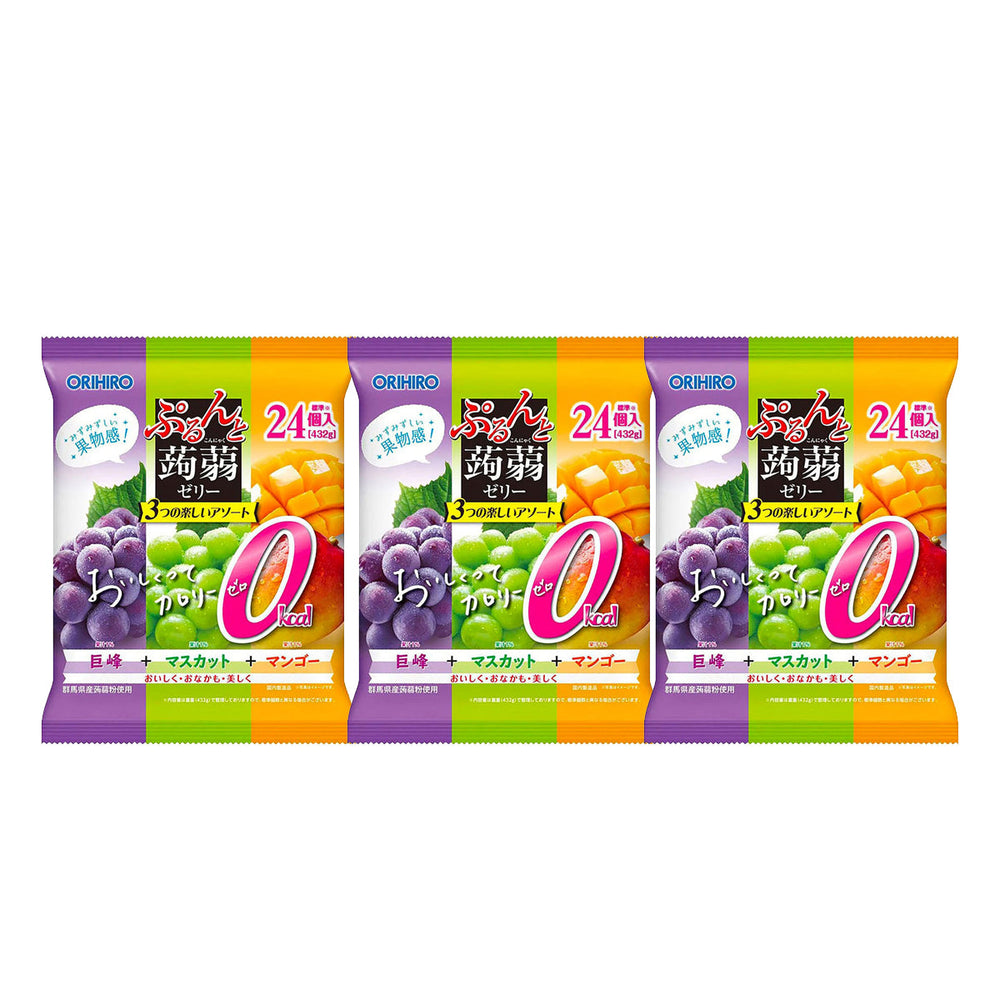 Orihiro Konjac Jelly 0 cal three flavors Grapes Mango 432g X3pack