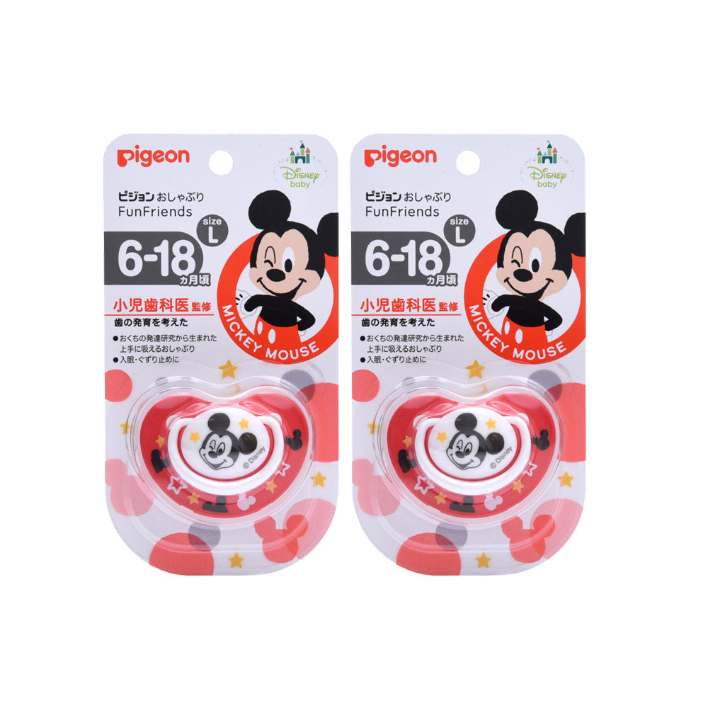 Pigeon L Size Red Mickey Mouse Pattern Baby Pacifier 2pack
