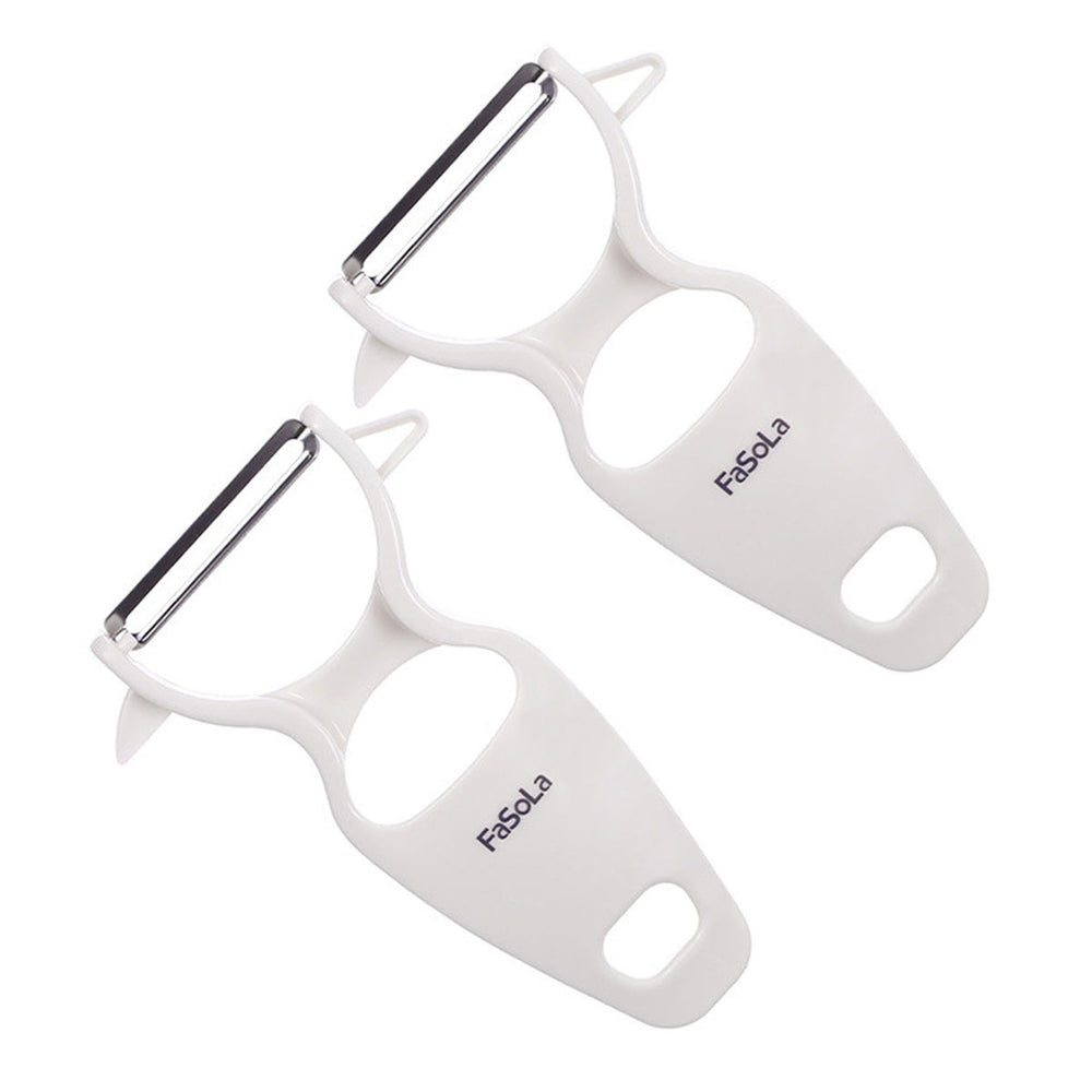 Fasola Multifunctional Kitchen Plastic Vegetable Fruit Peeler White 12.8*8*1.2cmX2Pack