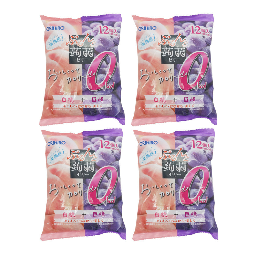 Orihiro Konjac Jelly White Peach + Jumbo Grape Flavor Zero Calorie 216gX4Pack