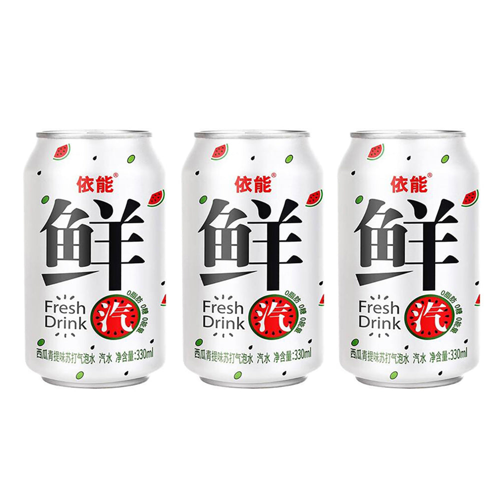 Yineng Fresh Soda Sparkling Water Watermelon Green Titanium Flavor 330ml X3pack