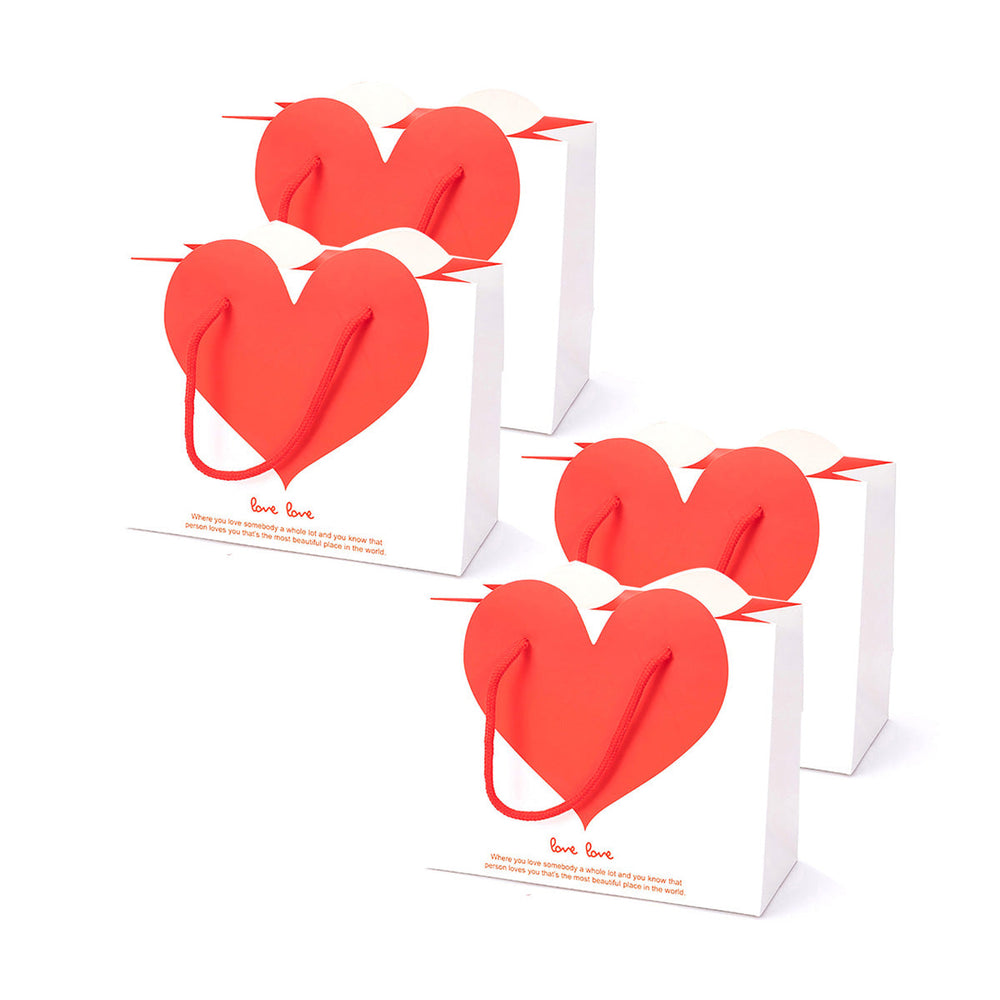 Ulife Red Heart Design Valentine&#39;s Day Gift Bag for Girl Birthday X4Pack