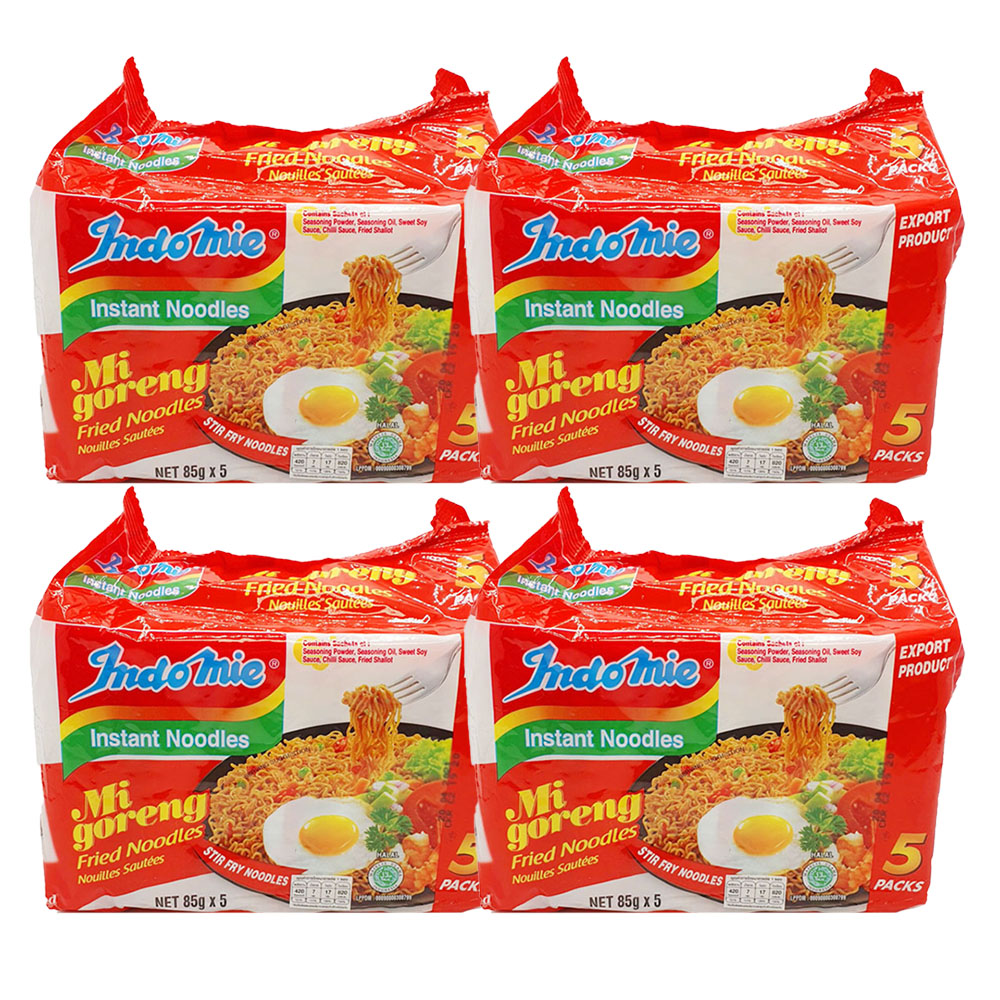 Indomie Indonesian Hot and Spicy Instant Noodles with Original Flavor 85gX5BagsX4pack