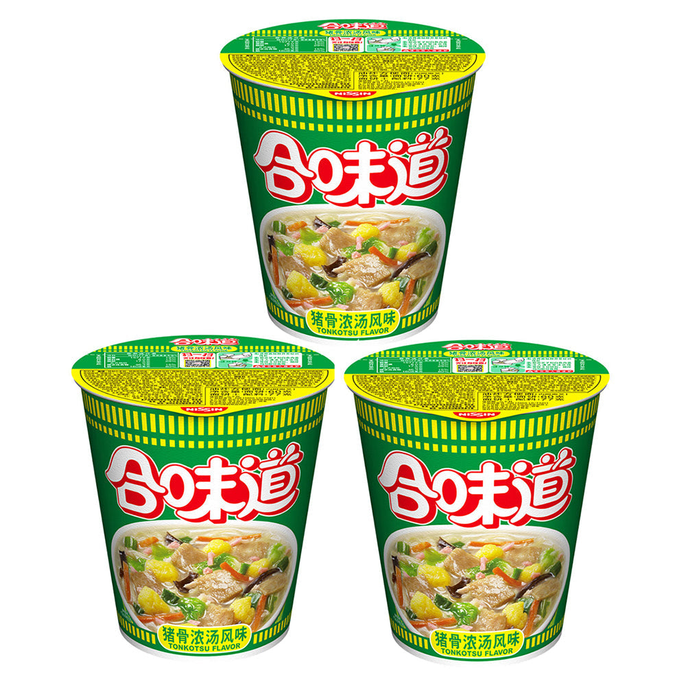 Nissin Free Shipping Cup Noodles Pork Bone Soup Flavor Ramen Instant Noodle 77gX3Pack