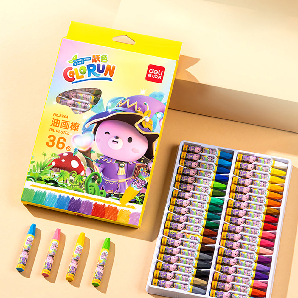 Deli Oil Stick 36 Colors Crayon Colored Chalk Soft Oil Pastels Set for Kids Gift X2Pack