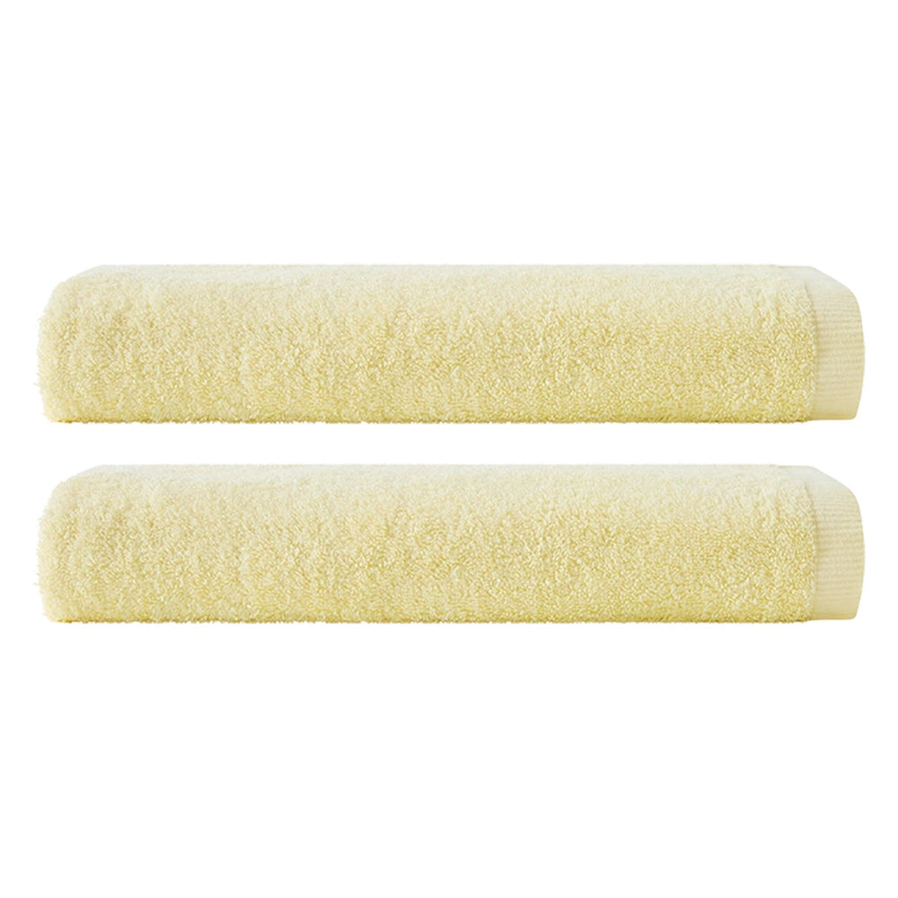 Lifease 100% Xinjiang Cotton Ultra-Absorbent Quick-Dry Soft Yellow Bath Towel 70x140cm X 2Pack