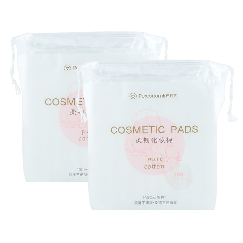 Purcotton Durable Resilient Makeup Cotton Pads 100piecesX2Pack