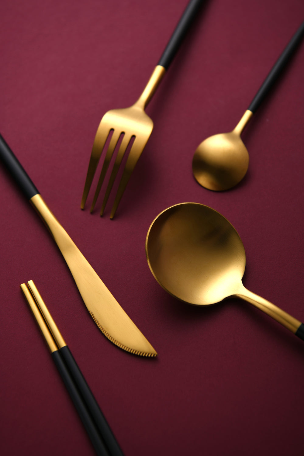 Cadence &amp; Co. Hemingway Cutlery and Chopstick Set 30 Piece Matte Black/Gold