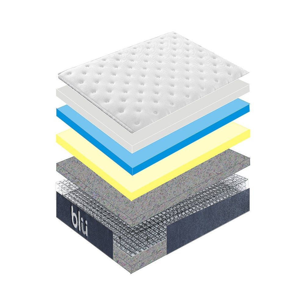 Milano Blu Mattress Hybrid Memory Foam Bonnell Spring Design Medium Firm King White, Blue