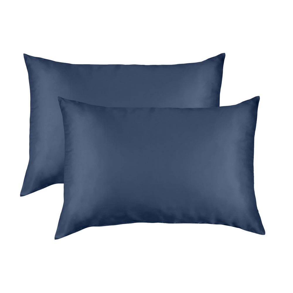 Royal Comfort Mulberry Soft Silk Hypoallergenic Pillowcase Twin Pack Standard Navy