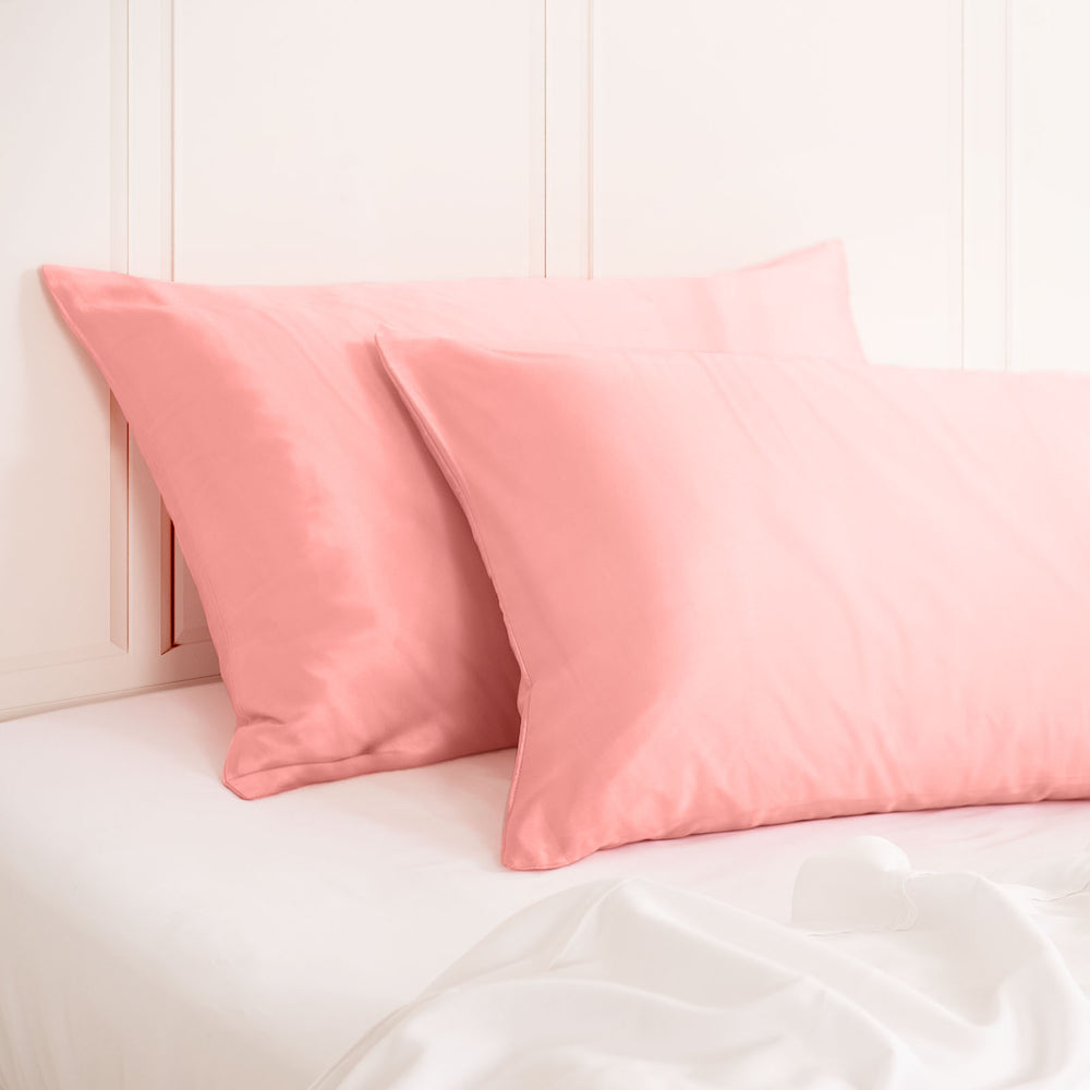 Royal Comfort Mulberry Soft Silk Hypoallergenic Pillowcase Twin Pack Standard Blush