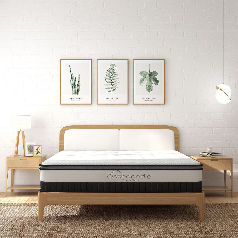 Osteopedic Euro Top Mattress Pocket Spring Medium EuroTop Hybrid Design Bed Queen White