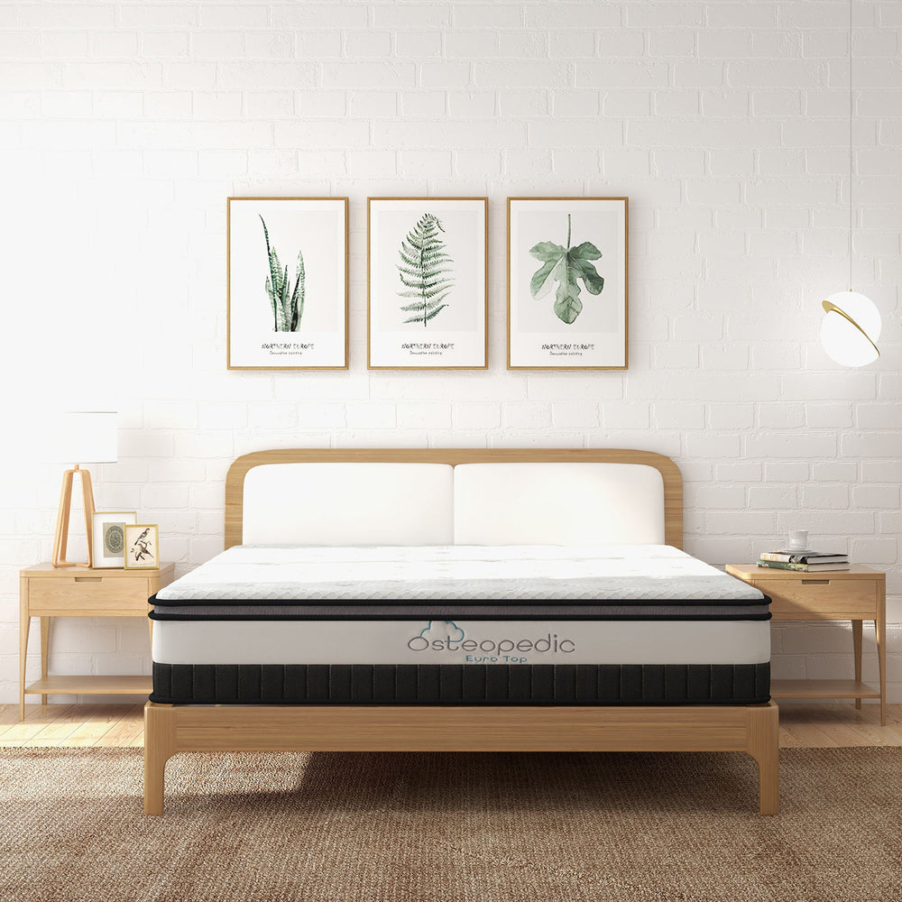 Osteopedic Euro Top Mattress Pocket Spring Medium EuroTop Hybrid Design Bed Queen White