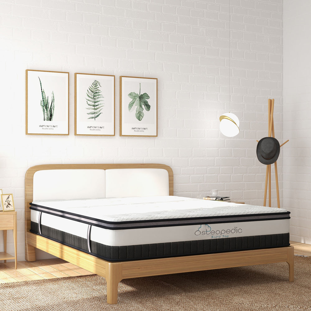 Osteopedic Euro Top Mattress Pocket Spring Medium EuroTop Hybrid Design Bed Queen White