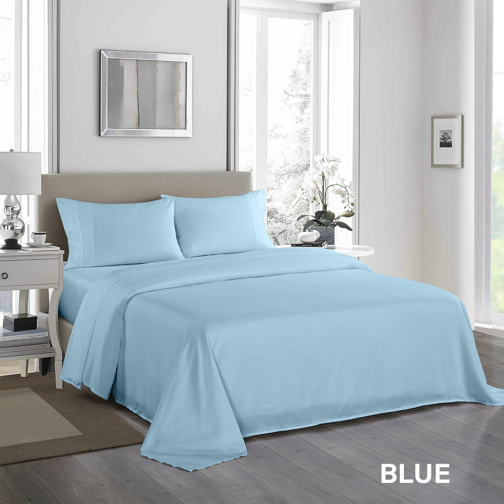 Royal Comfort 1200 Thread Count Sheet Set 4 Piece Ultra Soft Satin Weave Finish King Sky Blue