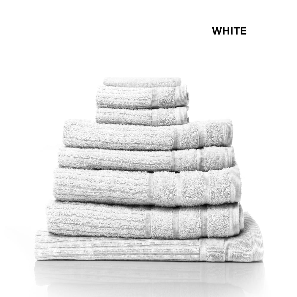 Royal Comfort Eden Cotton 600GSM Luxury Bath Towels Set 8 Piece White