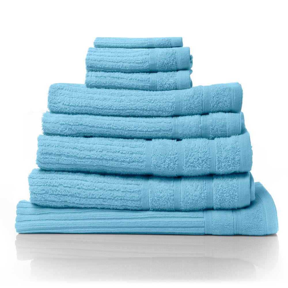 Royal Comfort Eden Cotton 600GSM Luxury Bath Towels Set 8 Piece Aqua