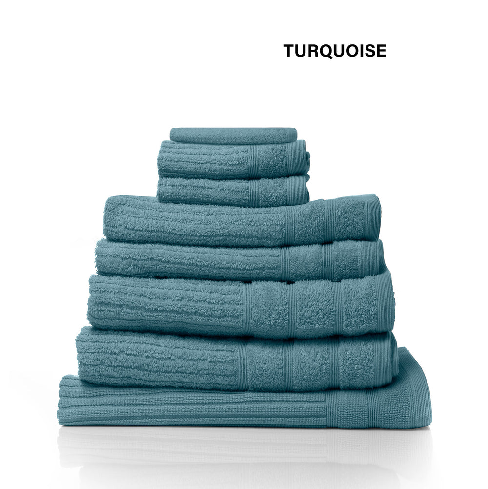 Royal Comfort Eden Cotton 600GSM Luxury Bath Towels Set 8 Piece Turquoise