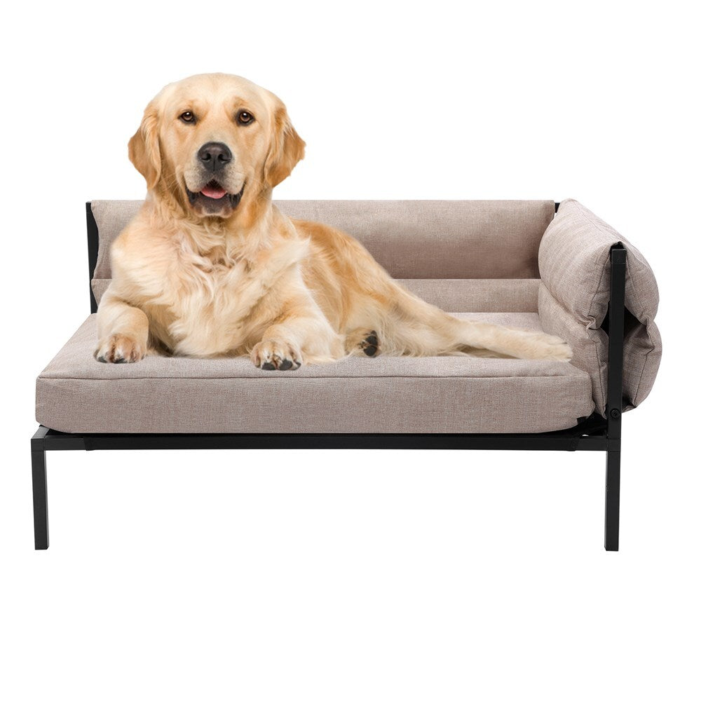 Paws &amp; Claws Elevated Sofa Pet Bed Large 93.5x63cm - Linen Beige