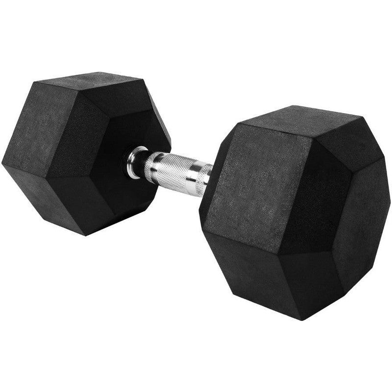 VERPEAK 25 KG Rubber Hex Dumbbell - Black