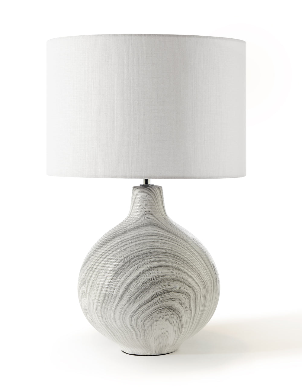 Sherwood Lighting Textured Concrete Bedside Table Lamp White Shade
