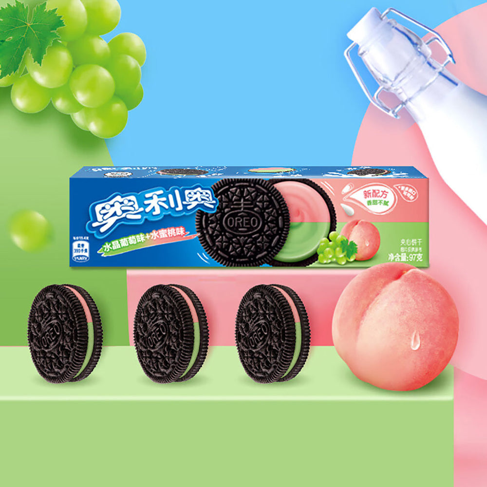 Oreo Sandwich Cookies Crystal Grape + Peach Flavor 97g X6Pack