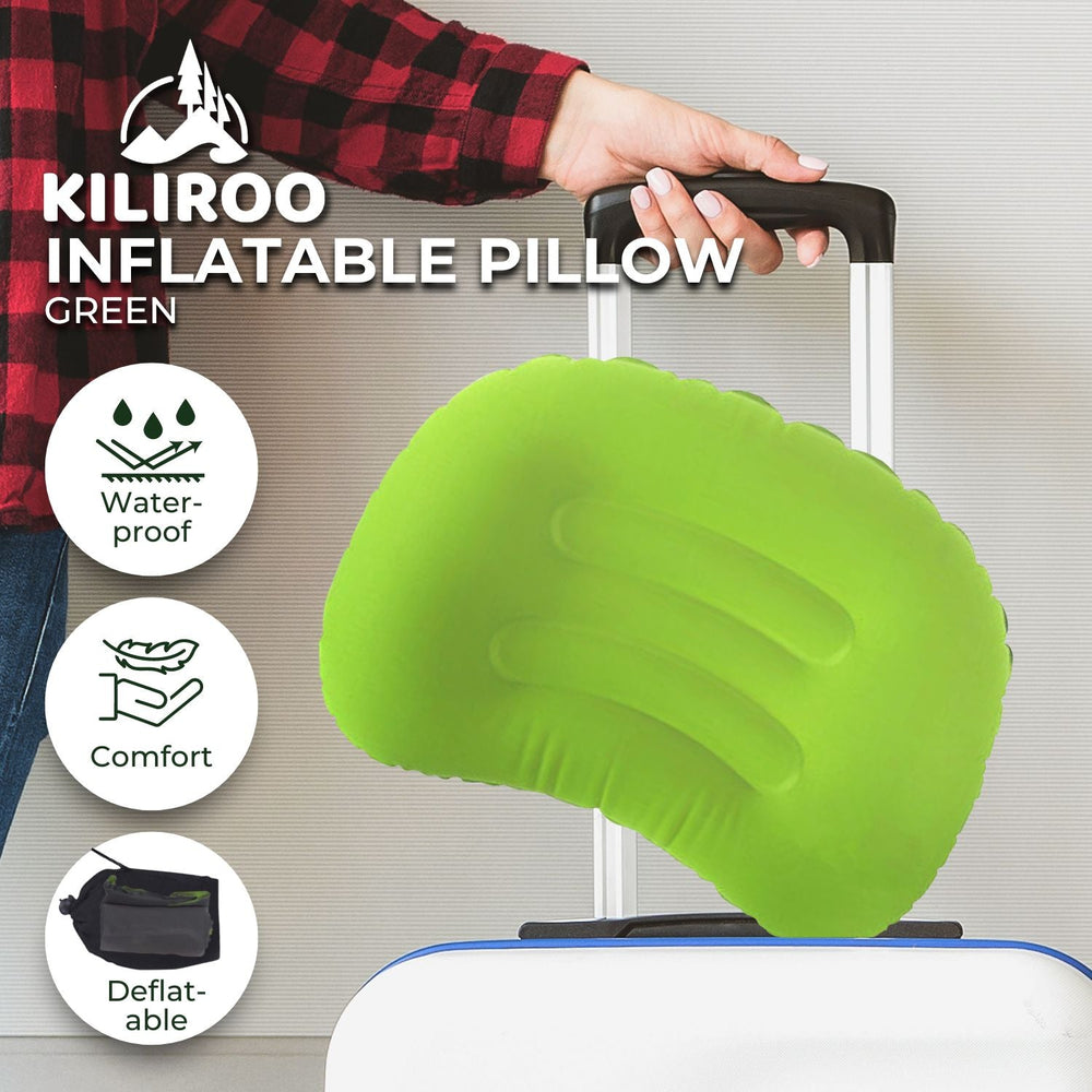 Kiliroo Inflatable Camping Travel Pillow Compact and Lightweight Outdoor Green