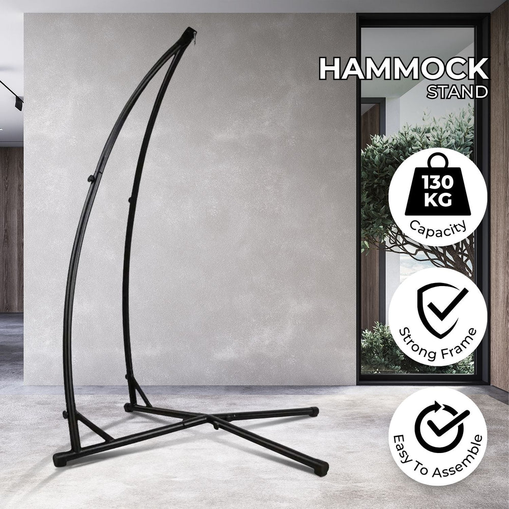 NOVEDEN Heavy Duty Metal Frame Hammock Swing Chair Stand - Black