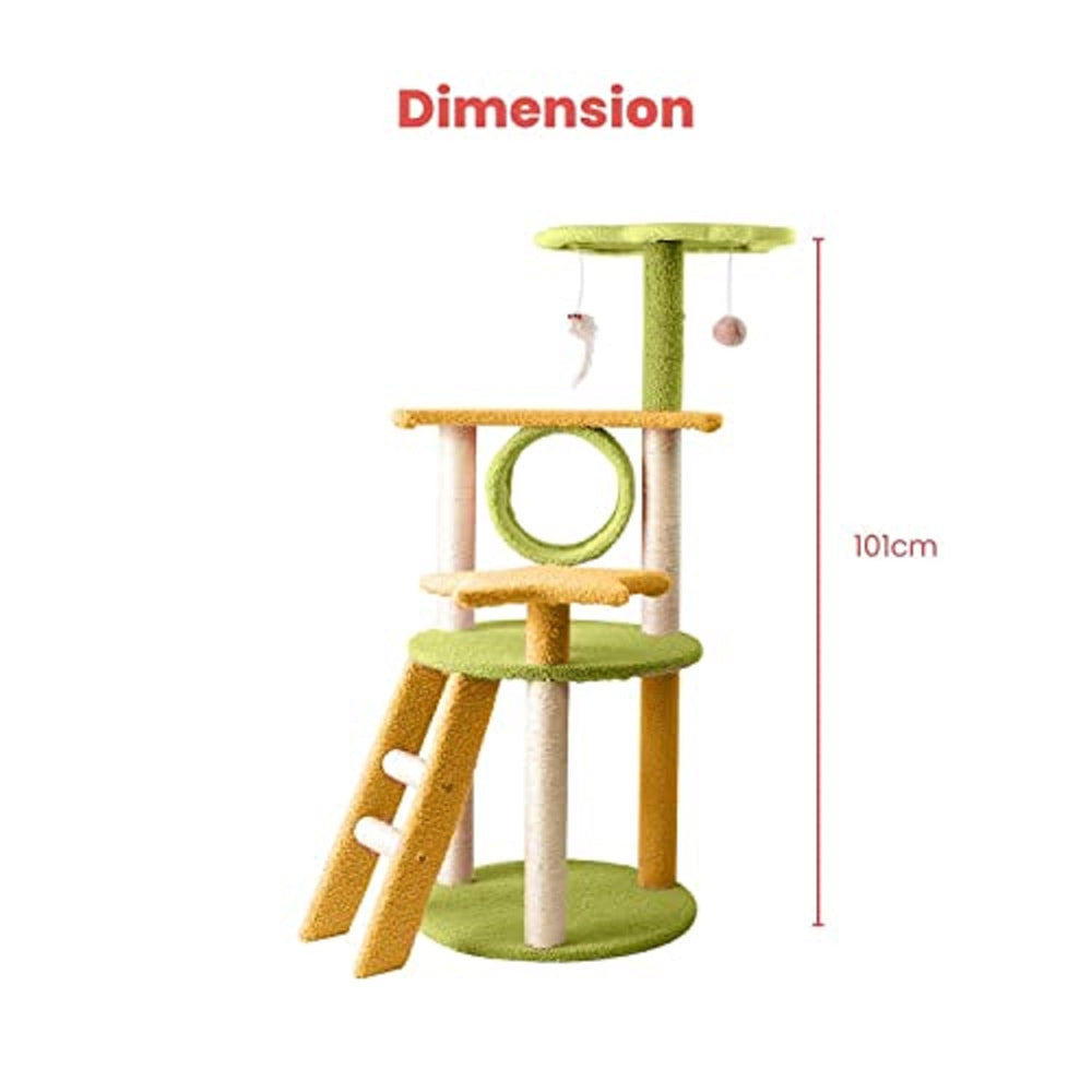 Floofi Cat Tree 101cm Scratching Post Scratcher Tower Wood Condo House Trees Bed