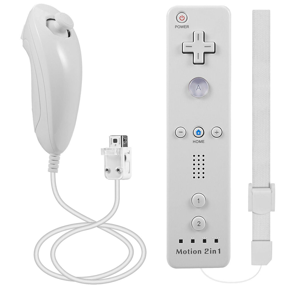 2in1 Built-in Motion Plus Remote Nunchuck Controller For Nintendo 