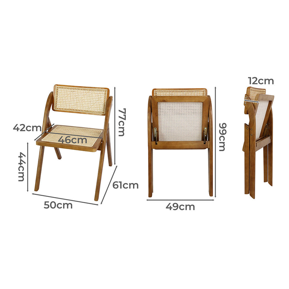 Levede 2X Dining Chairs Foldable  Accent Wooden Chair Rattan Furniture Lounge