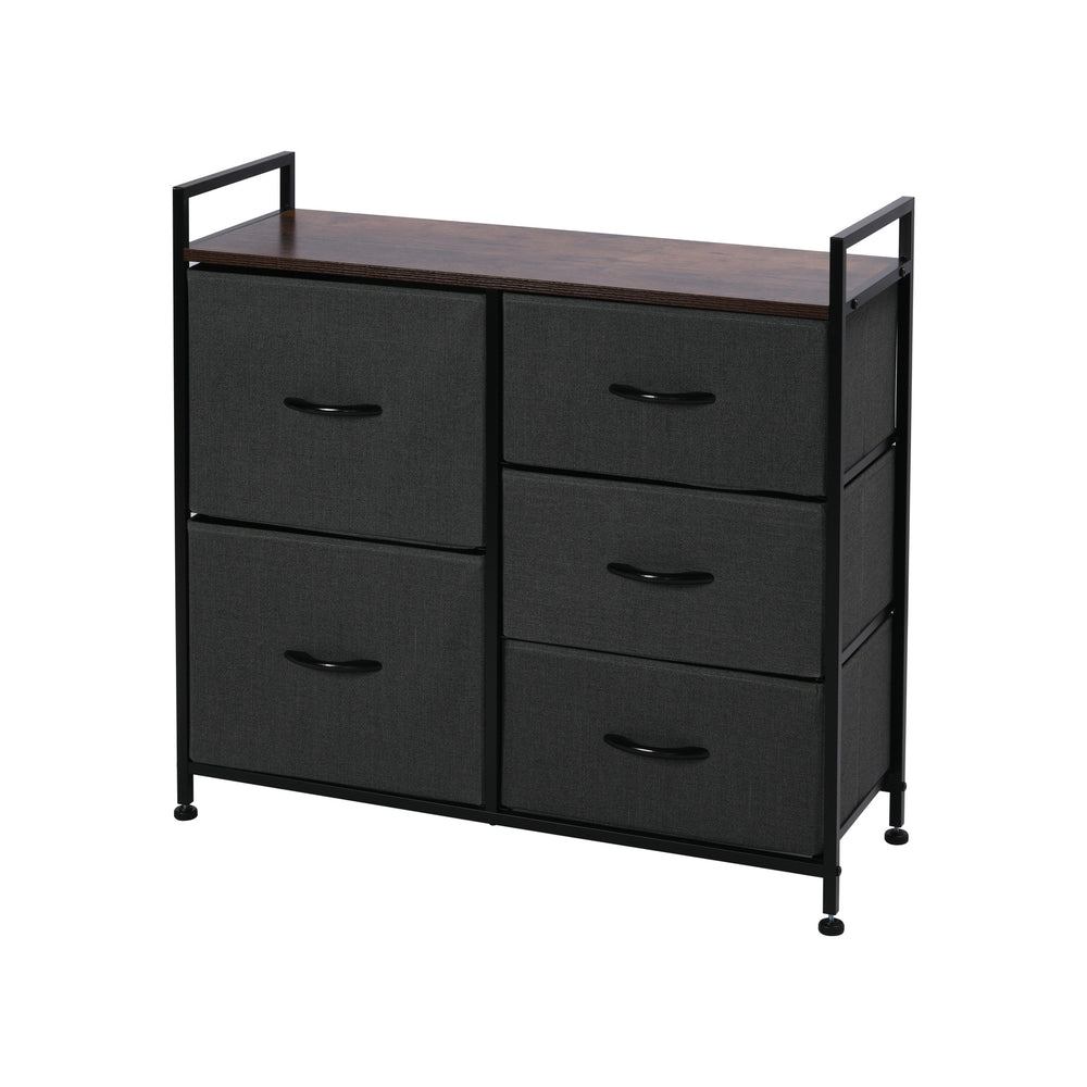 Sherwood Luna 5 Drawer Fabric Home Storage Dresser Charcoal