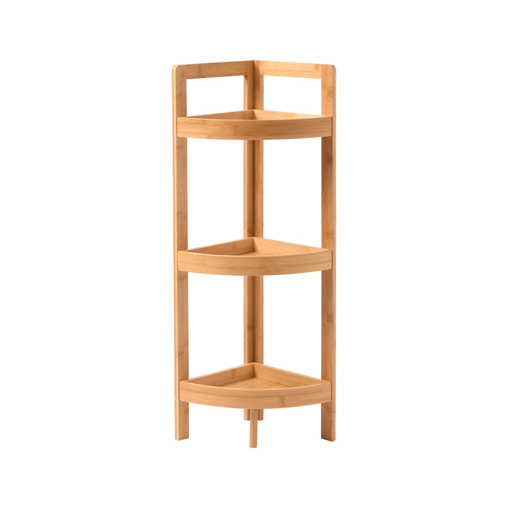 Takara Okin 3-Tier Natural Bamboo Corner Caddy Natural Colour 23x23x77cm