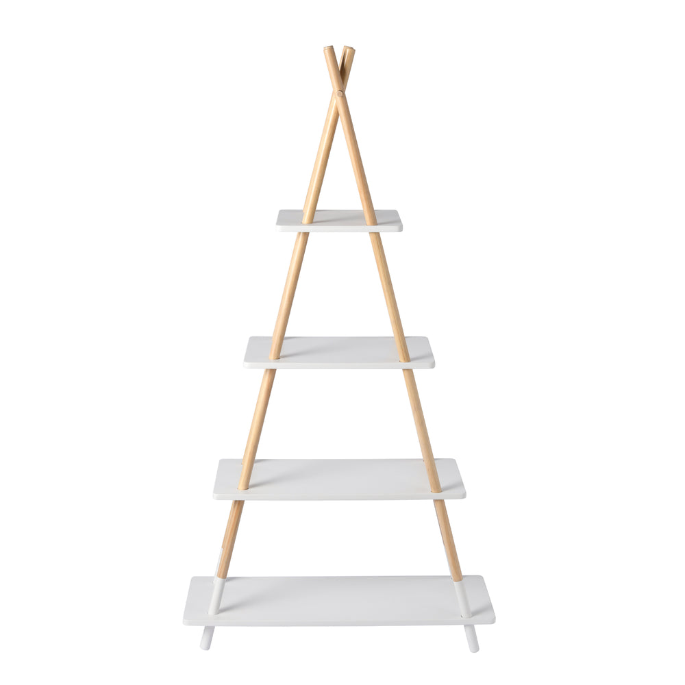 KUSA 4 TIER NATURAL BAMBOO LADDER STORAGE SHELF