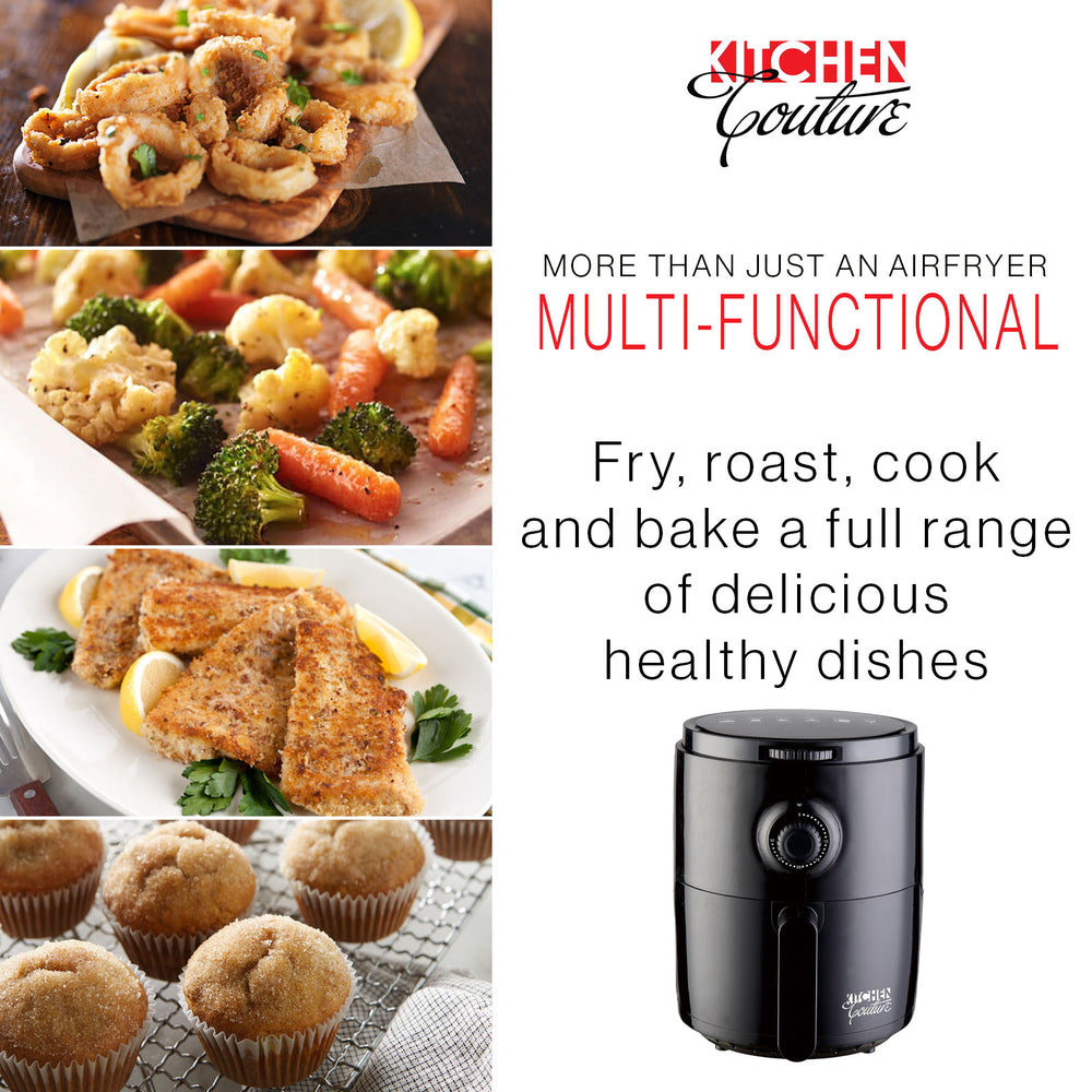 Kitchen Couture Air Fryer Healthy Food No Oil Cooking Recipe 3.4L Capacity 3.4 Litre Black