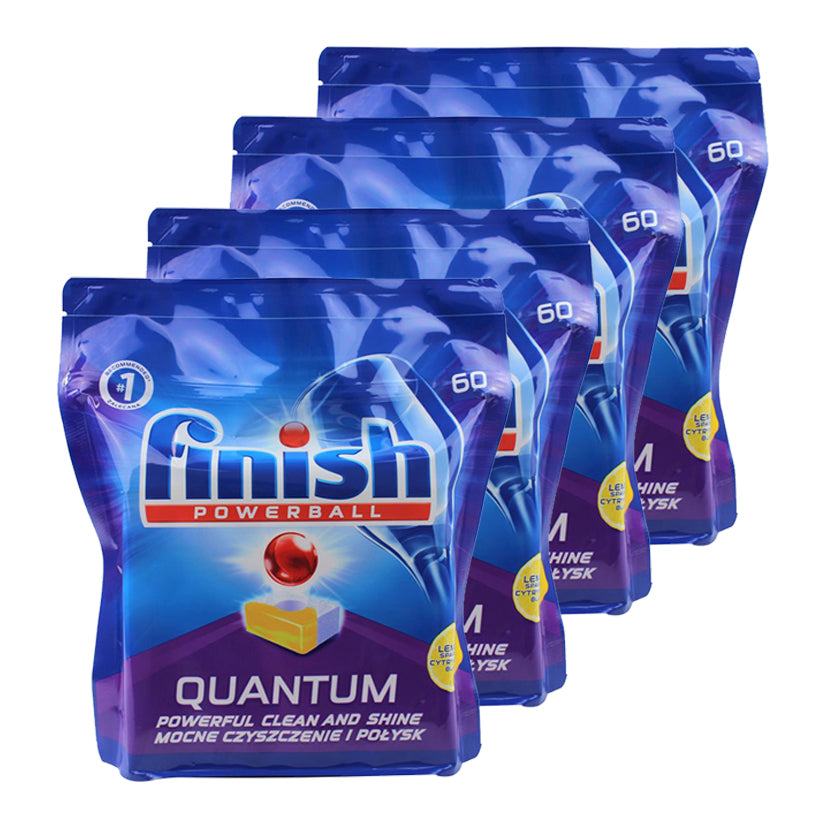 4PK 60pk Finish Powerball Quantum Dishwashing Tablets - Lemon Sparkle