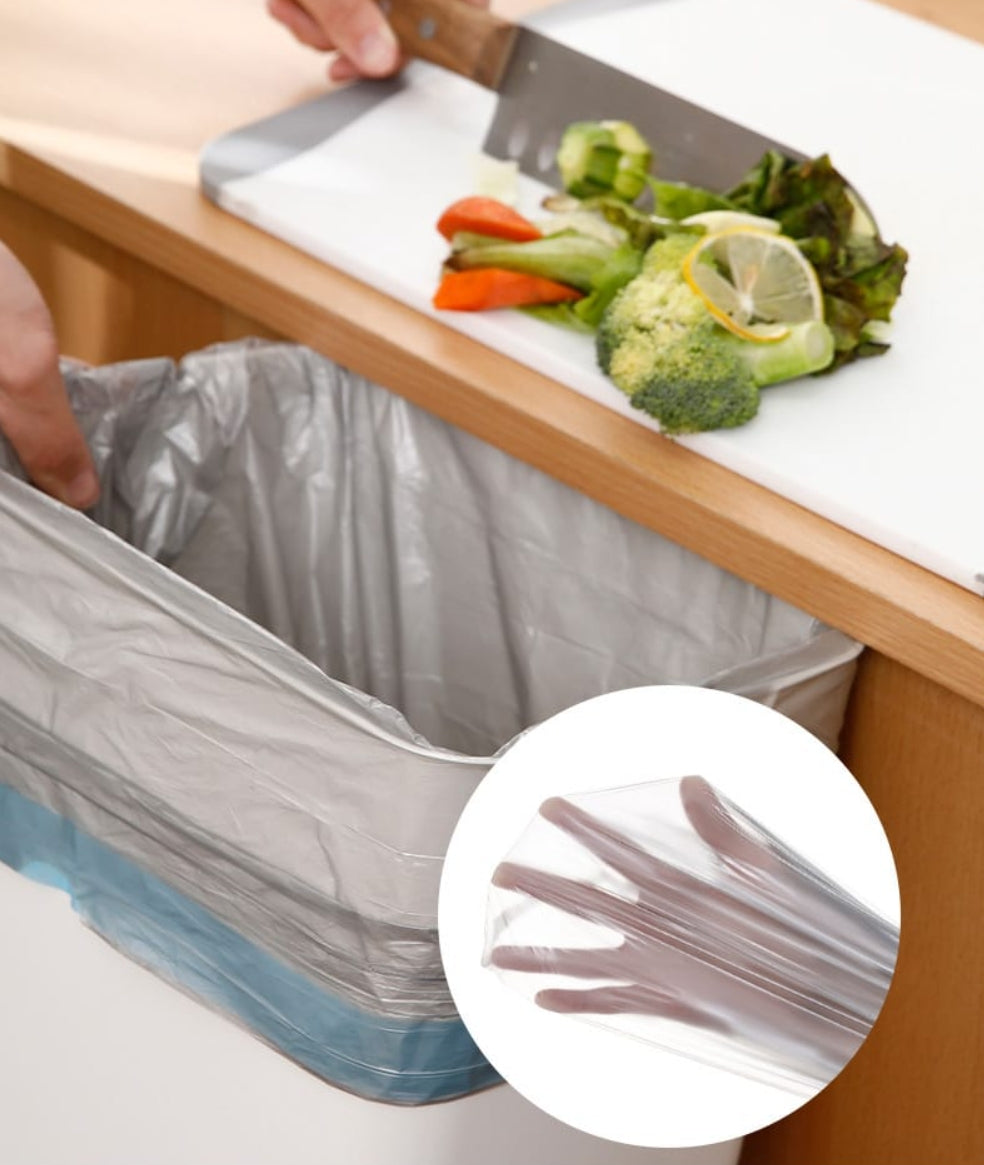 Fasola Disposable Drawstring Garbage Bag Kitchen Drawstring Trash Bags Silver Gray 15pcs*3 Rolls X2Pack