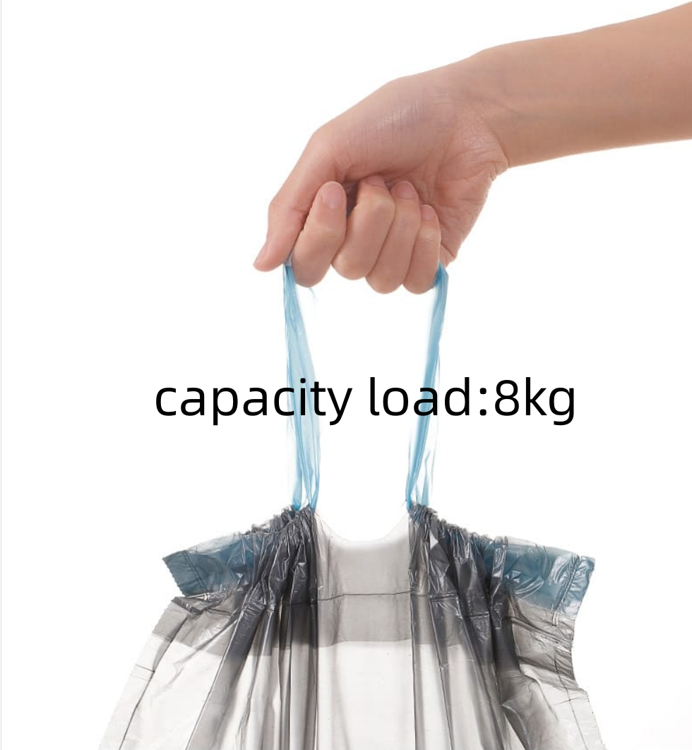 Fasola Disposable Drawstring Garbage Bag Kitchen Drawstring Trash Bags Silver Gray 15pcs*3 Rolls X2Pack